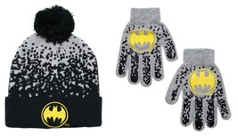 DC Comics Batman Beanie Winter Hat and Gloves Cold Weather Set (Heather Grey/Bla - £15.71 GBP