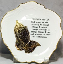 Serenity Prayer decorative vintage wall plate hand crafted in Japan white Gold - £4.63 GBP