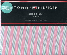 Tommy Hilfiger Shadow Stripe Pink Sheet Set, Queen Size - £55.05 GBP