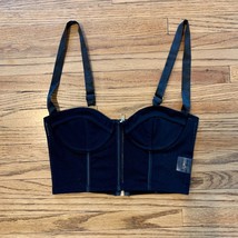 White fox festival bra top Black Sexy Bustier Push Up Mesh Biker XS Gold - $24.70