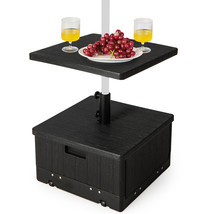 Patio 175lbs Fillable Umbrella Base w/Table Tray Wheeled 3-in-1 Stand Outdoor - £124.69 GBP