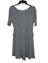 Torrid Womens Dress Mini Striped Cut Out Stretch 3/4 Sleeve Black White ... - $24.74