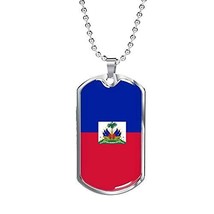 Express Your Love Gifts Haiti Flag Necklace Haiti Flag Engraved Stainless Steel  - £47.45 GBP