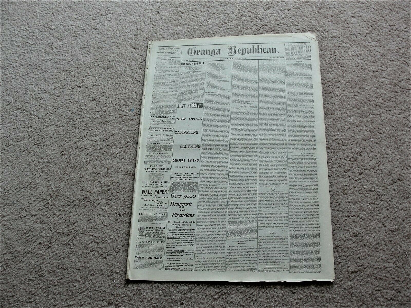 Geauga Republican, Wednesday, July 5, 1882- Chardon, Ohio Newspaper ...