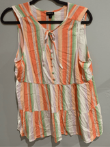 TORRID Striped Sleeveless Blouse-1XL White/Orange Rayon/Spandex EUC Womens - £13.45 GBP