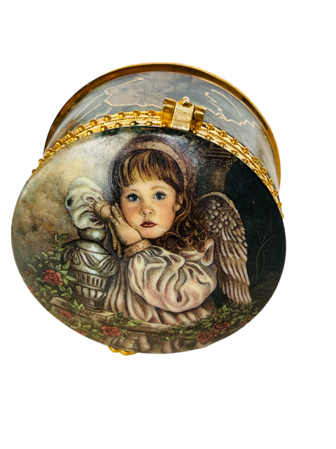 Ardleigh Elliott Hope Gardens Innocence Music Box vtg jewelry figurine angel vtg - $39.55