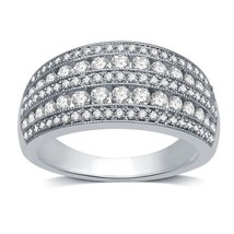 2CT Künstlicher Diamant Fünf Reihen Kuppel Ehering 14K Weiß Vergoldet - £113.49 GBP