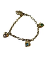 Baby Infant Gold-Plated Heart Charm Bracelet With Multicolor Gemstones V... - $25.11