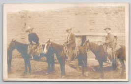 RPPC Three Handsome Men on Horseback c1905 Photo Postcard H30 - £11.76 GBP