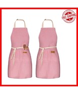 Machine Washable 2 Pack Bib Aprons with Pockets for Stylish Cooking Prot... - $31.29 CAD