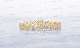 4Ct Round Cut Simulated Diamond  Women&#39;s Tennis Bracelet Gold Plated925 Silver - £171.09 GBP