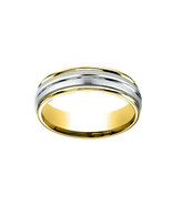 Comfort-Fit Polish Carved Wedding Men&#39;s Band Ring 14K White-Yellow Gold ... - £110.35 GBP