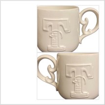 Mud Pie Initial Mug Raised Letter T Monogram White Ceramic Tea Coffee Cup - £10.89 GBP