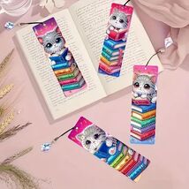 Diamond Painting Completed Cats and Books Bookmark with Tassel - $9.99