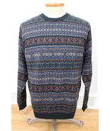 LL Bean L Fair Isle Multi Stripe 100% Cotton Crew Neck Sweater - £37.52 GBP