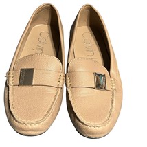 Calvin Klein Women&#39;s Lisa Loafers Size 8.5 Taupe Leather Slip-On Shoes - $24.00