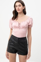 Satin Bodysuit With Front Neck Tie And Scooped Neck - $26.62 CAD