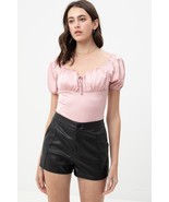 Satin Bodysuit With Front Neck Tie And Scooped Neck - $26.74 CAD