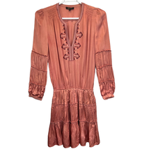 Frye Odetta Mini Dress Size S Long Sleeve Embroidered Drop Waist V-Neck ... - $49.53
