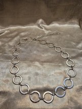 Women&#39;s Chain Belt Silver Metal Circle  Links Hip Waist Medium 33&quot;-36&quot; - $14.46