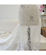 Embroidery Lace Mesh White Fabric DIY Costume Upholstery Wedding Bridal ... - £21.10 GBP