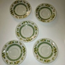 Vtg TC1107 Tonkin By Royal Doulton 1974 China 5 Saucers 6&quot; Yellow Flowers - £10.95 GBP