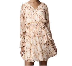 LC Lauren Conrad Peplum Waist Faux Wrap Mini Dress Size M Peach Beige  G... - $423.33 MXN