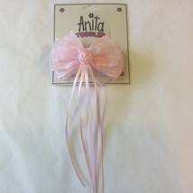 NWT Toddler Satin Chiffon RoseBud Streamers Pink Hair Bow Barrette Easter 6611 - £2.94 GBP