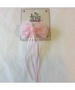 NWT Toddler Satin Chiffon RoseBud Streamers Pink Hair Bow Barrette Easte... - £2.94 GBP