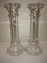 Gothic Candlestick 7  Clear Indiana Glass or Bud Vase Set of 2 - £8.47 GBP