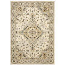 10' X 13' Beige Grey Tan And Brown Oriental Power Loom Stain Resistant Area Rug - $765.49