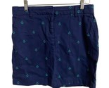 British Khaki Mini Skirt Womens Size 4 Navy Blue Anchor Chino embroidered  - £11.23 GBP
