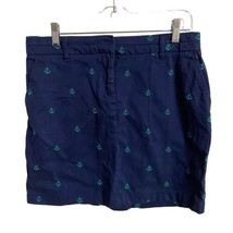 British Khaki Mini Skirt Womens Size 4 Navy Blue Anchor Chino embroidered  - £11.00 GBP
