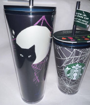 Starbucks halloween 2021 Venti GITD Cat Tumbler &amp; Grande GITD Spiderweb Tumbler. - £50.02 GBP