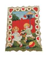 Vintage Valentine Card Whitney Boy Girl Birdhouse Poem Single Fold I Love You - £7.85 GBP