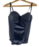 Bustier Corset Cami Camisole Top Black Velour Black Lace Lingerie S / M ... - $33.44