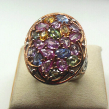 Vintage Signed NH 925 Sterling Silver Multi Gemstone Ring Size 7.5 - $247.50