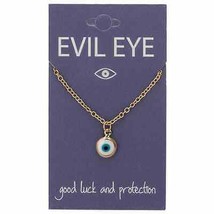 Purifying White Eye Enamel Charm Gold Layering Necklace - £12.05 GBP