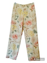 Talbots Petites Womens Size 2 Buttercream Floral Lined Silk Cotton Dressy Pants - £20.06 GBP