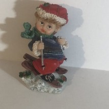 Vintage Kid Skiing Christmas Decoration Holiday XM1 - £6.36 GBP
