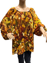 Isaac Mizrahi Watercolor Floral Lined Bell Sleeves Blouse Tunic Shirt Si... - £18.03 GBP