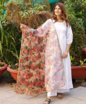 Organza Floral Dupatta Beautiful Party and Wedding Indian Pakistani Women Wear - £16.91 GBP
