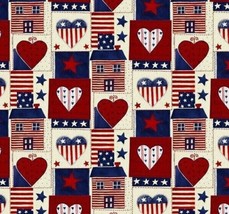 David Textiles Fabric, 1 Yard, 36&quot; X 44&quot;, 100 Cotton, Country Hearts and Home - £7.82 GBP