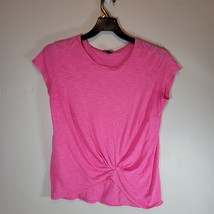 Express Womens Shirt Medium Pink Cap Short Sleeve Twisted Waist  - $14.96
