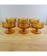 Vintage 60&#39;s Kings Crown Sorbet Set of 6 Amber Glass pedestal cup - £29.41 GBP