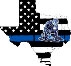 Thin Blue line decal - State of Texas KNEELING POLICE Decal - Various Sizes - $4.94+