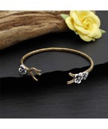 Bronze Branch Bracelet with Silver Blossoms 52x62mm - $1,174.17 MXN