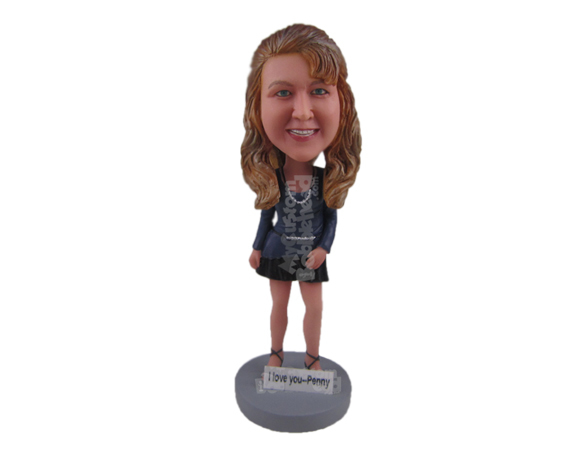 Primary image for Custom Bobblehead Beautiful Lady Wearing A Long-Sleeved Top And A Short Skirt - 