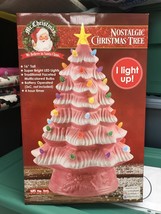 Pink Ceramic &quot;Vintage Look&quot; lite up Christmas Tree  - £44.07 GBP