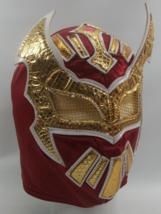 Wrestling Mask Adult Lucha Libre Red Gold Ties - £11.55 GBP